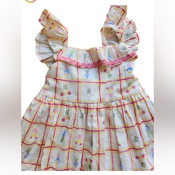 Cupcakes and cashmere girls floral summer dress sz 7 ruffle hem back buttons - Picture 2 of 11